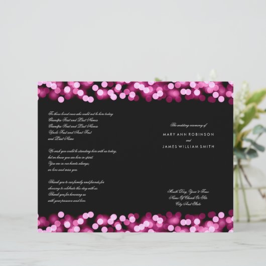 Hochzeitsprogramm Pink Hollywood Glam (Stehend Vorderseite)