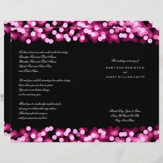 Hochzeitsprogramm Pink Hollywood Glam (Vorne/Hinten)