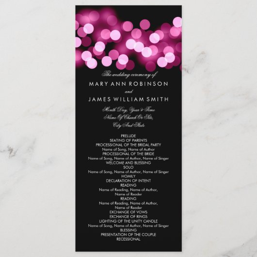 Hochzeitsprogramm Pink Hollywood Glam Programm (Vorderseite)