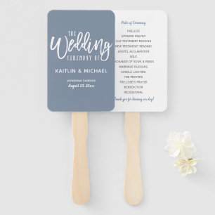 Hochzeitsprogramm   Pinselschrift (Dusty Blue) Fächer