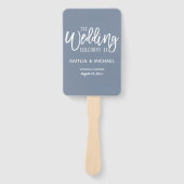 Hochzeitsprogramm | Pinselschrift (Dusty Blue) Fächer (Vorderseite)