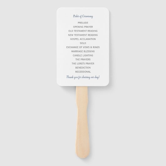 Hochzeitsprogramm | Pinselschrift (Dusty Blue) Fächer (Rückseite)