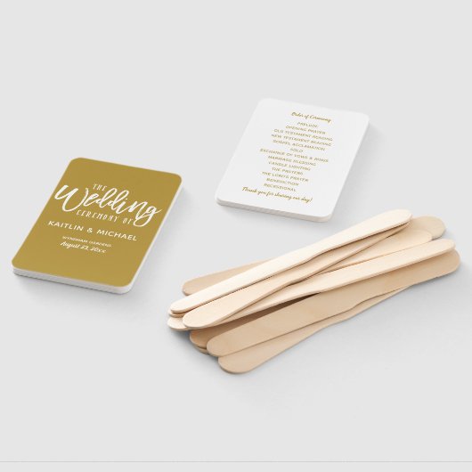 Hochzeitsprogramm | Pinselschrift (Gold) Fächer (Non-assembled)