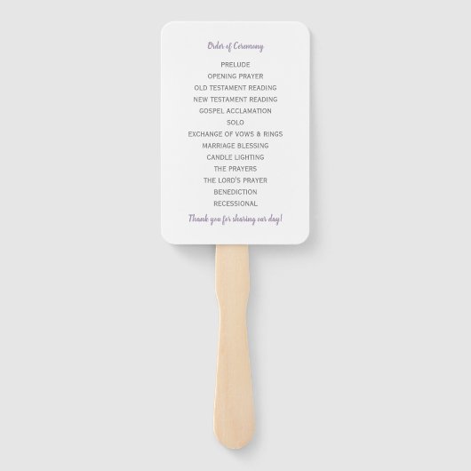 Hochzeitsprogramm | Pinselschrift (Lavendel) Fächer (Rückseite)