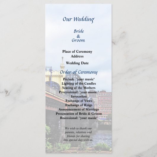 Hochzeitsprogramm Pittsburgh Skyline von Smithfiel Programm (Vorderseite)