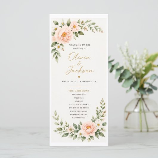 Hochzeitsprogramm Programm (Stehend Vorderseite)