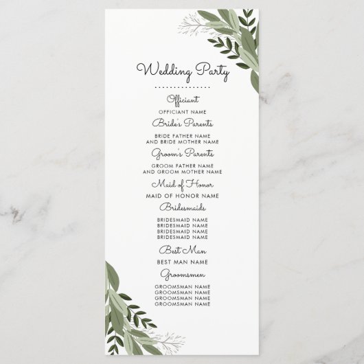 Hochzeitsprogramm Programm (Rückseite)