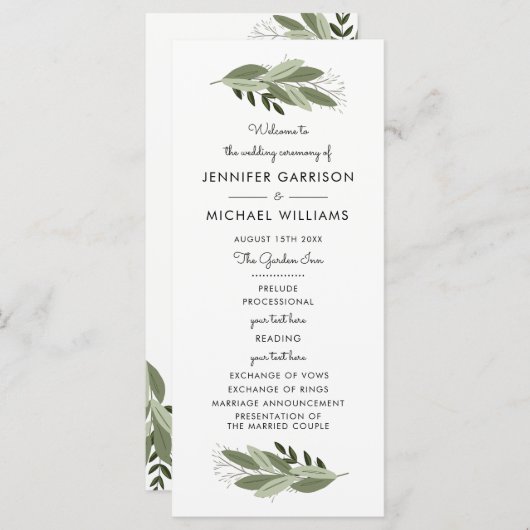 Hochzeitsprogramm Programm (Vorne/Hinten)