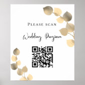 Hochzeitsprogramm QR-Code Eukalyptus golden Poster (Vorne)