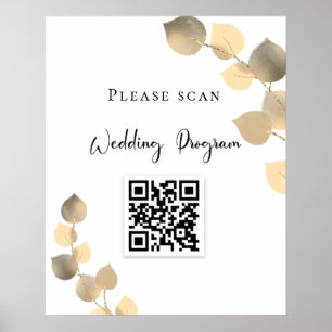 Hochzeitsprogramm QR-Code Eukalyptus golden Poster