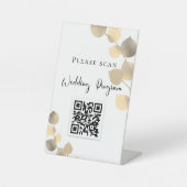 Hochzeitsprogramm QR-Code Eukalyptus golden Sockelschild (Vorderseite)