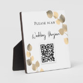 Hochzeitsprogramm QR-Code Eukalyptus goldener Fall Fotoplatte (Vorderseite)
