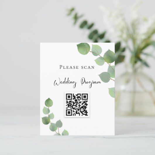 Hochzeitsprogramm QR Code Eukalyptus Grüne (Stehend Vorderseite)