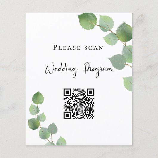 Hochzeitsprogramm QR Code Eukalyptus Grüne (Vorne)