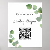 Hochzeitsprogramm QR-Code Eukalyptus Grünpflanzen Poster (Vorne)