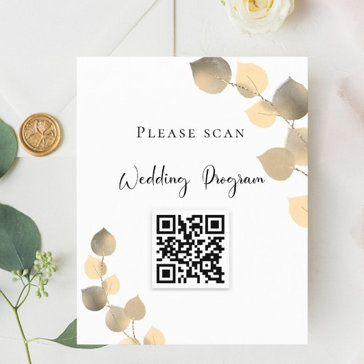 Hochzeitsprogramm QR Code Golden Eukalyptus