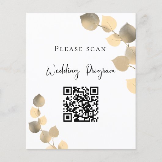 Hochzeitsprogramm QR Code Golden Eukalyptus (Vorderseite)