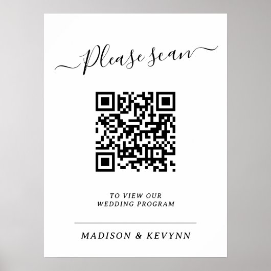 Hochzeitsprogramm QR Code Poster (Vorne)