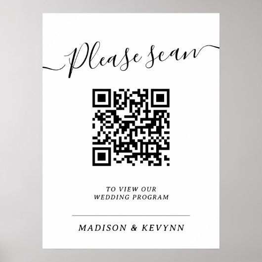Hochzeitsprogramm QR Code Poster (Vorne)