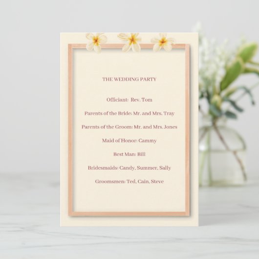 Hochzeitsprogramm Romantischer Blumengarten Programm (Stehend Vorderseite)