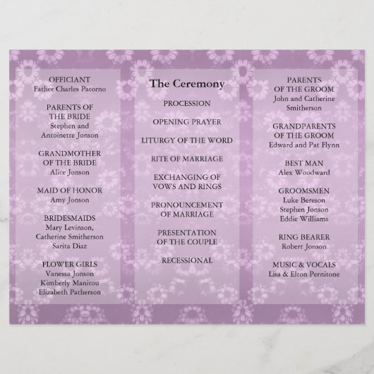 Hochzeitsprogramm Rosa Flyer (Rückseite)