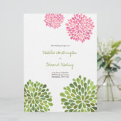 Hochzeitsprogramm Rosa grüne Blume blüht Programm (Stehend Vorderseite)