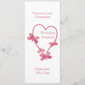 Hochzeitsprogramm Rosa Herz und Schmetterlinge Programm (Vorderseite)