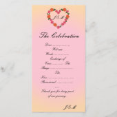 Hochzeitsprogramm rosa und orange florales Herz (Vorderseite)