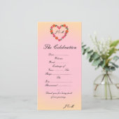 Hochzeitsprogramm rosa und orange florales Herz (Stehend Vorderseite)