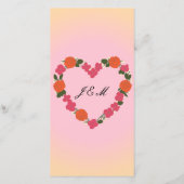 Hochzeitsprogramm rosa und orange florales Herz (Rückseite)