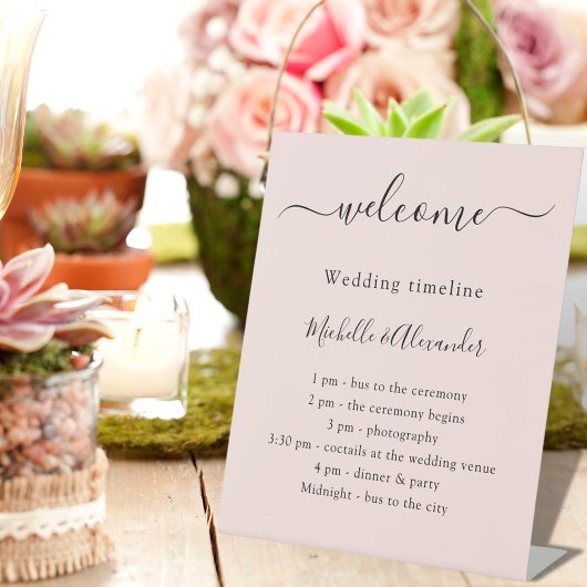 Hochzeitsprogramm Rose Gold Begrüßung Sockelschild