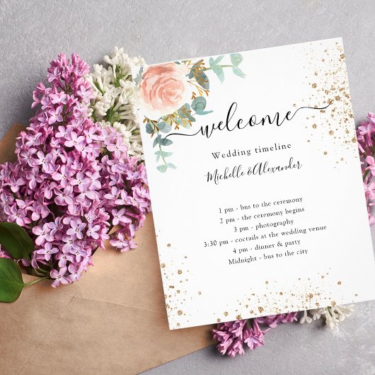 Hochzeitsprogramm Rose Gold Blumenbudget