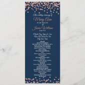 Hochzeitsprogramm Rose Gold Glitzer Confetti Navy Programm (Vorderseite)