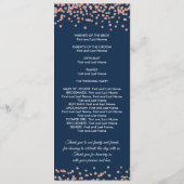 Hochzeitsprogramm Rose Gold Glitzer Confetti Navy Programm (Rückseite)