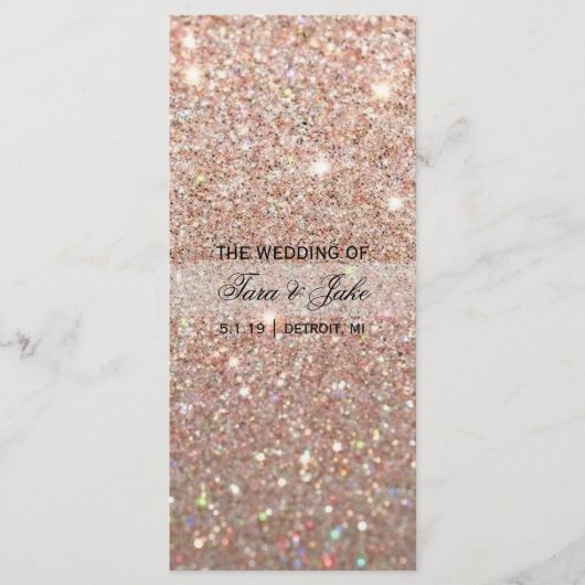 Hochzeitsprogramm - Rose Gold Glitzer Fab Programm (Vorderseite)