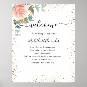 Hochzeitsprogramm Rose Goldflora Poster