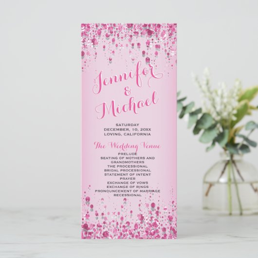 Hochzeitsprogramm | Rose Petal Pink Programm (Stehend Vorderseite)