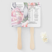 Hochzeitsprogramm | Rosen in Aquarellfarbe Fächer (Vorne und Hinten)