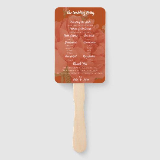 Hochzeitsprogramm Rost Terracotta Minimalistische  Fächer (Rückseite)