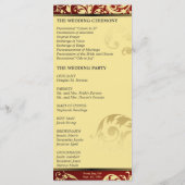 Hochzeitsprogramm - Rot & Gold Shimmer Blütenblüte Programm (Rückseite)