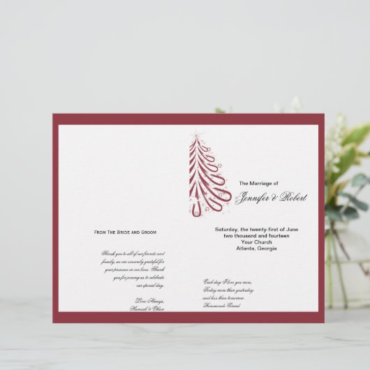 Hochzeitsprogramm Rot und Weiß (Stehend Vorderseite)