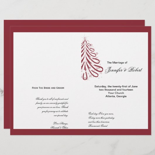 Hochzeitsprogramm Rot und Weiß (Vorne/Hinten)