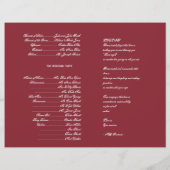 Hochzeitsprogramm Rot und Weiß (Rückseite)