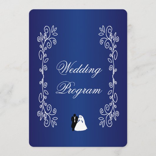 Hochzeitsprogramm Royal Blue Colored Bride Groom Programm (Vorderseite)