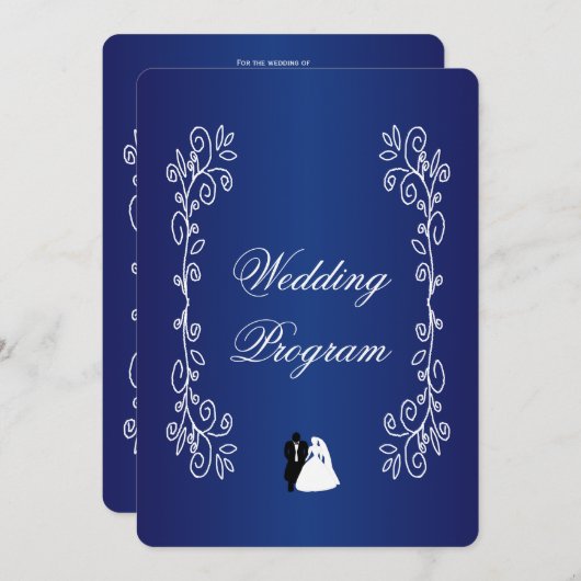 Hochzeitsprogramm Royal Blue Colored Bride Groom Programm (Vorne/Hinten)