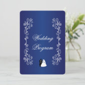 Hochzeitsprogramm Royal Blue Colored Bride Groom Programm (Stehend Vorderseite)