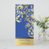 Hochzeitsprogramm - Royal Blue & Gold Shimmer Programm (Stehend Vorderseite)