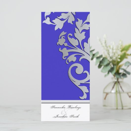 Hochzeitsprogramm - Royal Blue Silver Sparkle Swir Programm (Stehend Vorderseite)