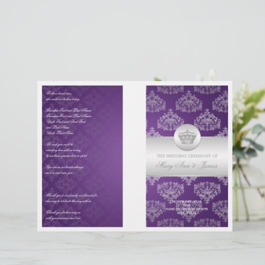 Hochzeitsprogramm Royal Crown Lila (Stehend Vorderseite)