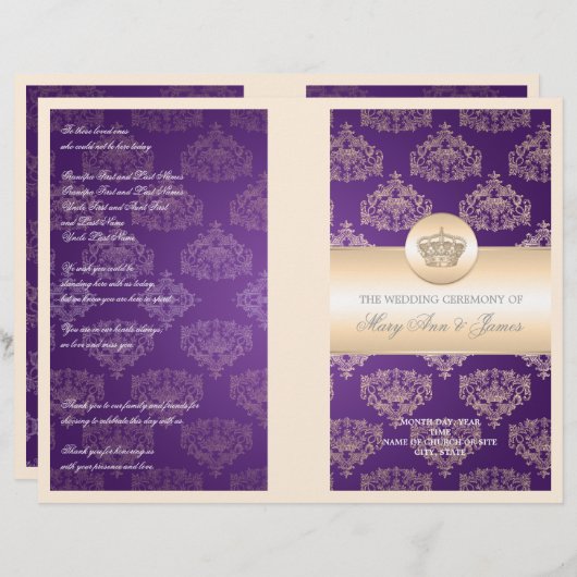 Hochzeitsprogramm Royal Crown Lila (Vorne/Hinten)